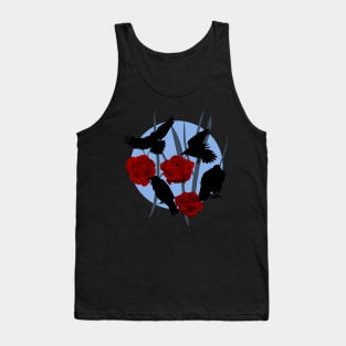 Black ravens from above with red roses Tank Top
